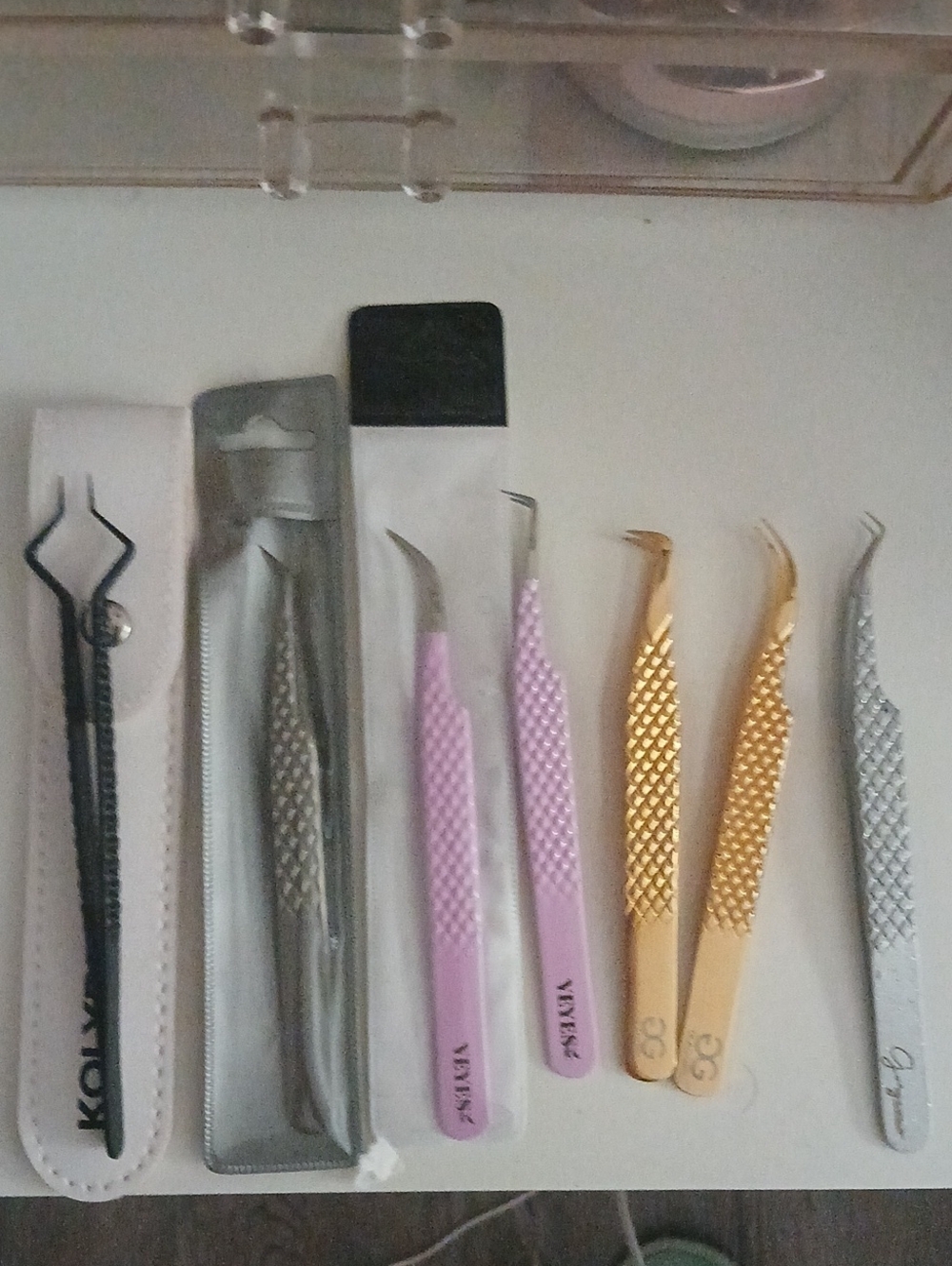 Professional Precision Lash Tweezers Set - Pink, Gold, Silver